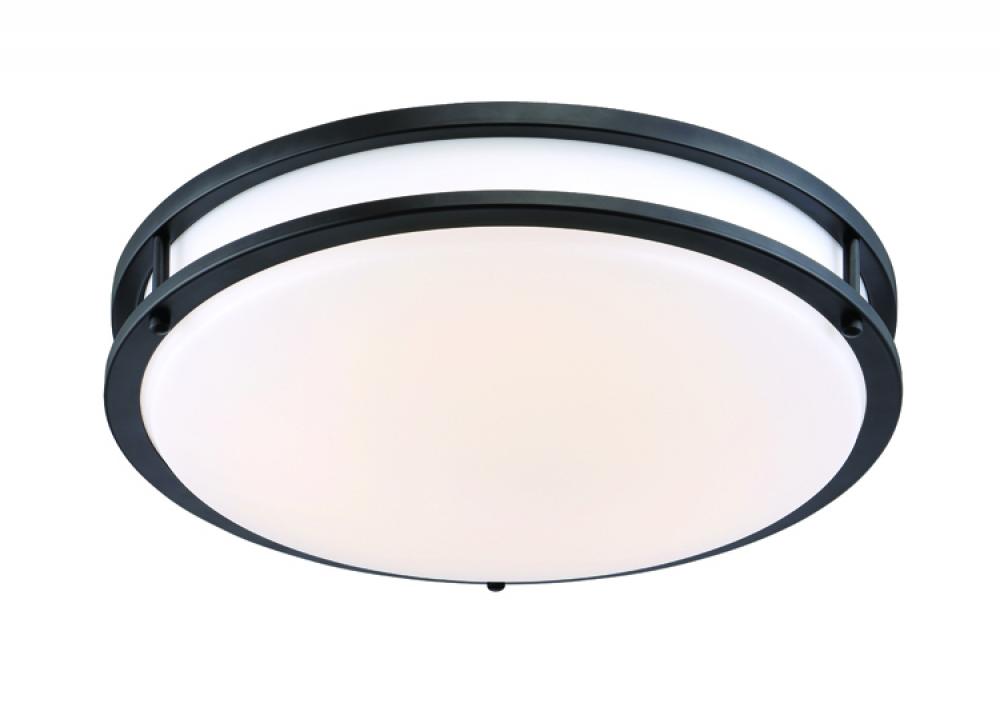 14 in. Matte Black Integrated Selectable LED CCT Round Flush Mount Light