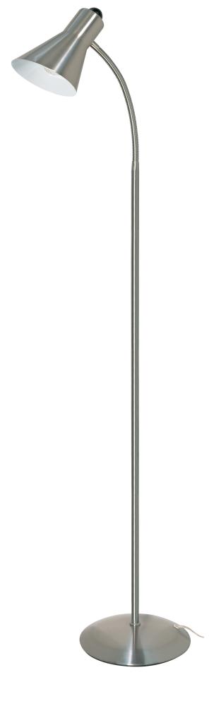 Gooseneck Floor Lamp - 1 Light - Brushed Nickel