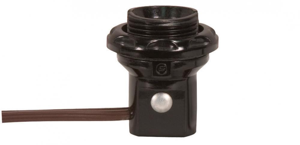 Phenolic Threaded Candelabra Socket With Leads / Rings; 1-1/4" With Shoulder and Phenolic Ring;