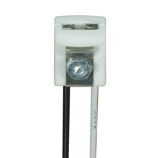 G4 Wedge Type Porcelain Halogen Socket; Bi-Pin Low Voltage; 8" Leads; 5/8" Height; 5/8"