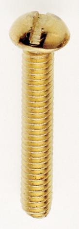 Steel Round Head Slotted Machine Screw; 8/32; 1" Length; Brass Plated Finish