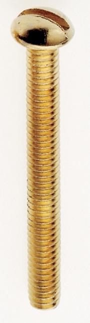 Steel Round Head Slotted Machine Screw; 8/32; 1-1/2" Length; Brass Plated Finish