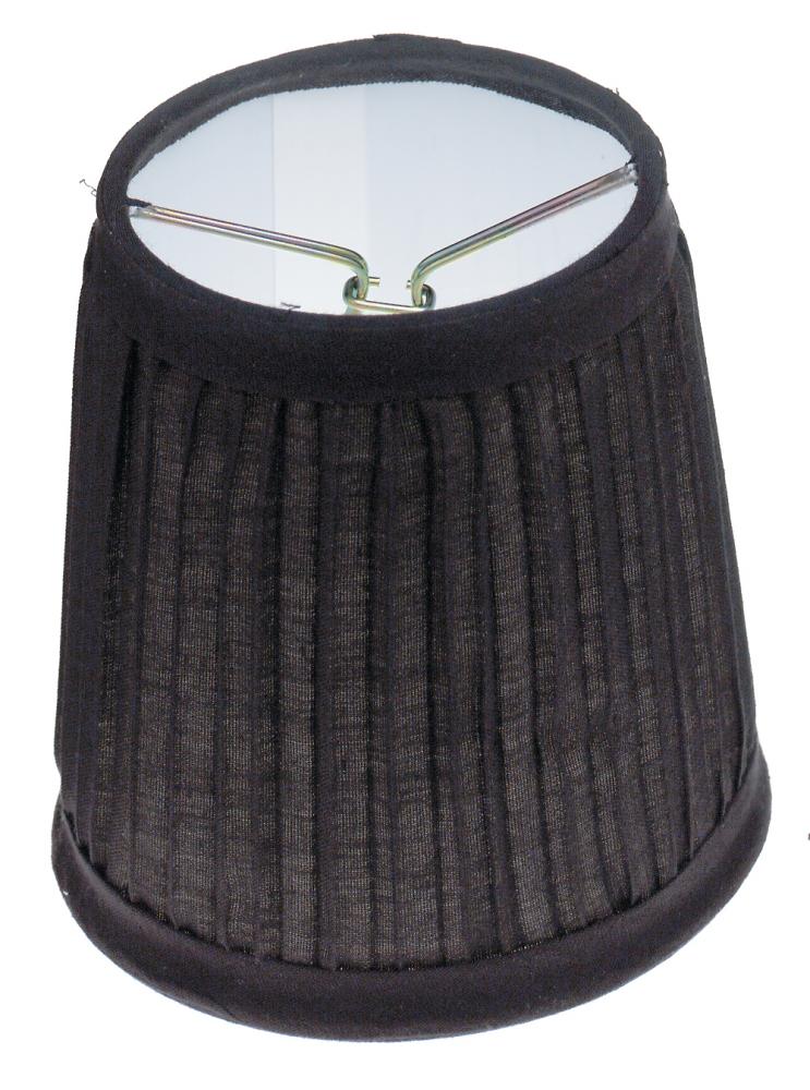 Clip On Shade; Black Pleated Round; 3" Top; 4" Bottom; 4" Side