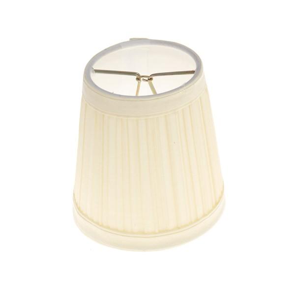 Clip On Shade; Beige Pleated Round; 3" Top; 4" Bottom; 4" Side