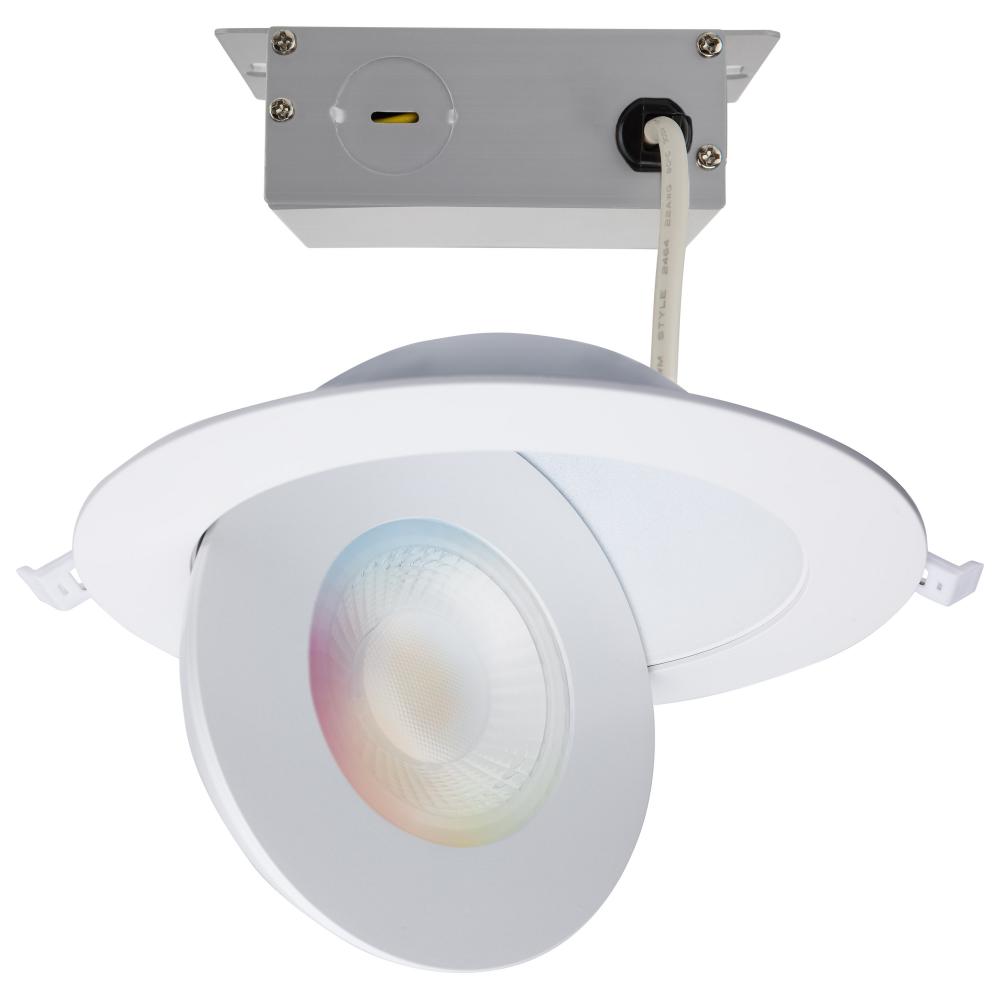 15 Watt; LED Gimbaled Downlight; 6 Inch; RGB & Tunable White; Round; Starfish IOT; White Finish;