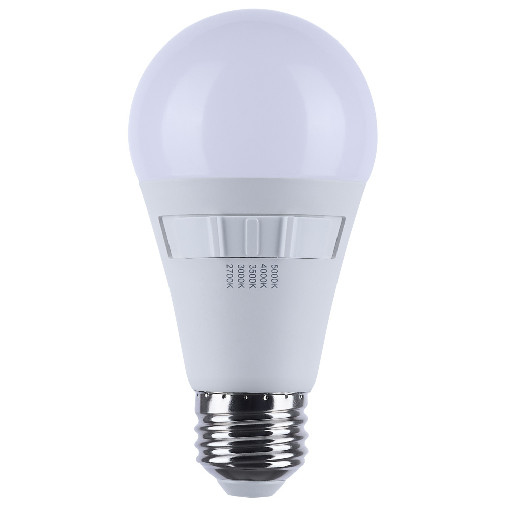 12 Watt A19 LED; 27K/3K/35K/4K/5K CCT Selectable; Medium Base; White Finish; 120 Volt; 4-Pack