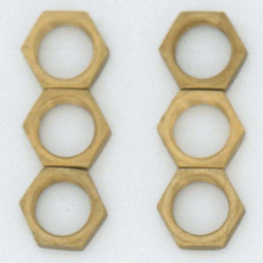 6 Brass Locknuts; 1/8 IPS