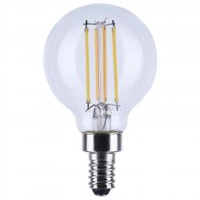 Satco Products Inc. S12161 - 4.5 Watt LED G16.5; 3000K-2000K Warm Dimming; Candelabra Base; Clear Finish