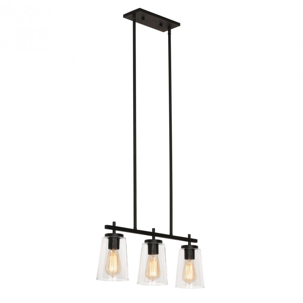 Joanna 3 Light Linear Pendant 120V - Black