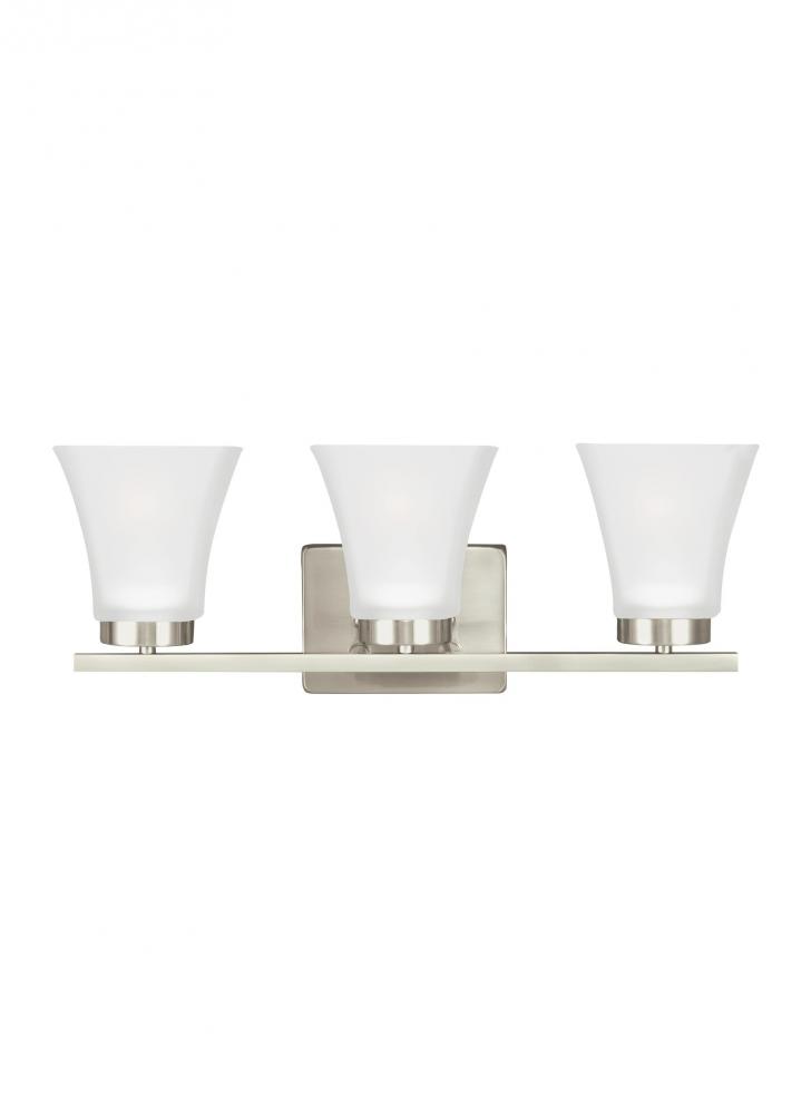 Bayfield contemporary 3-light LED indoor dimmable bath vanity wall sconce in brushed nickel silver f