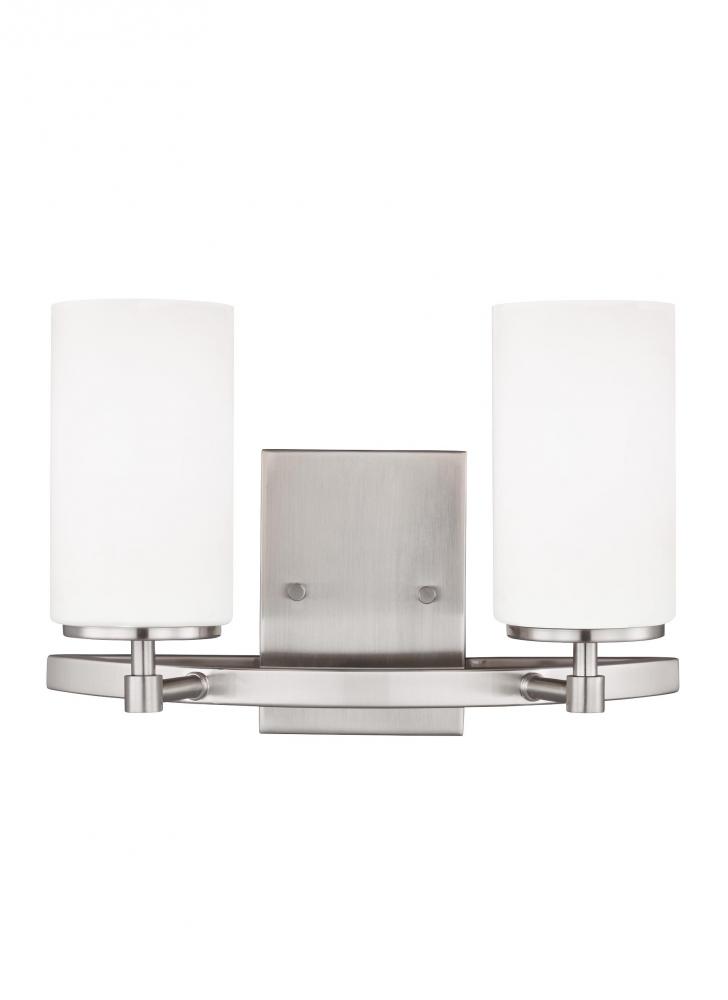 Alturas contemporary 2-light indoor dimmable bath vanity wall sconce in brushed nickel silver finish