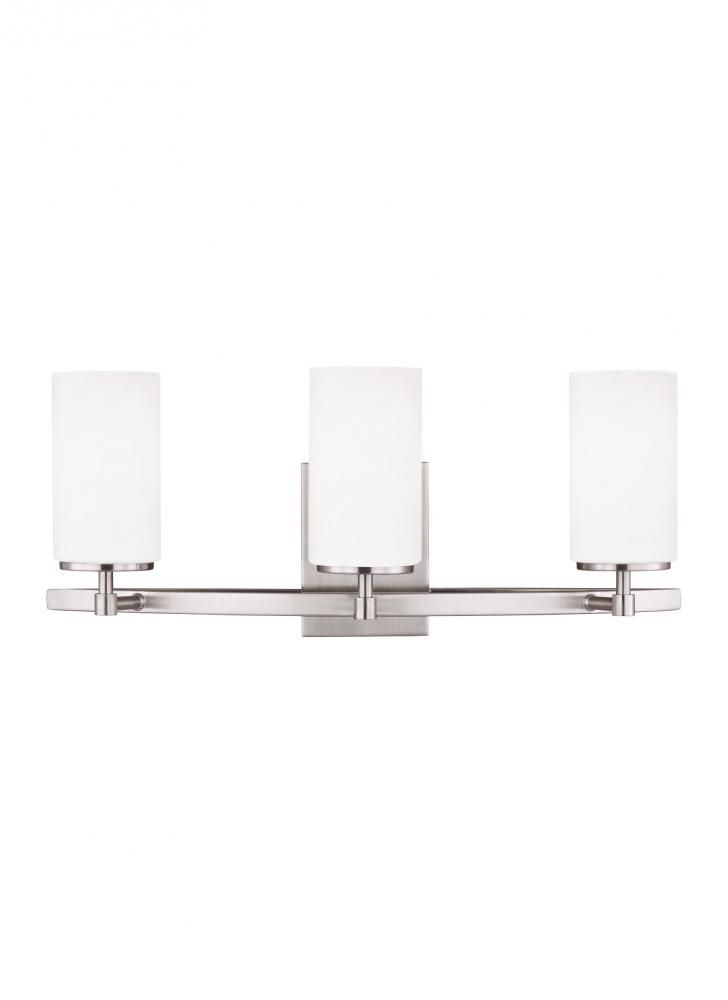 Alturas contemporary 3-light indoor dimmable bath vanity wall sconce in brushed nickel silver finish
