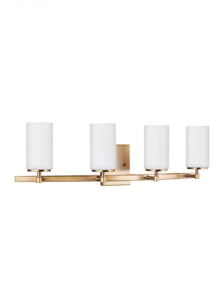 Alturas contemporary 4-light indoor dimmable bath vanity wall sconce in satin brass gold finish with