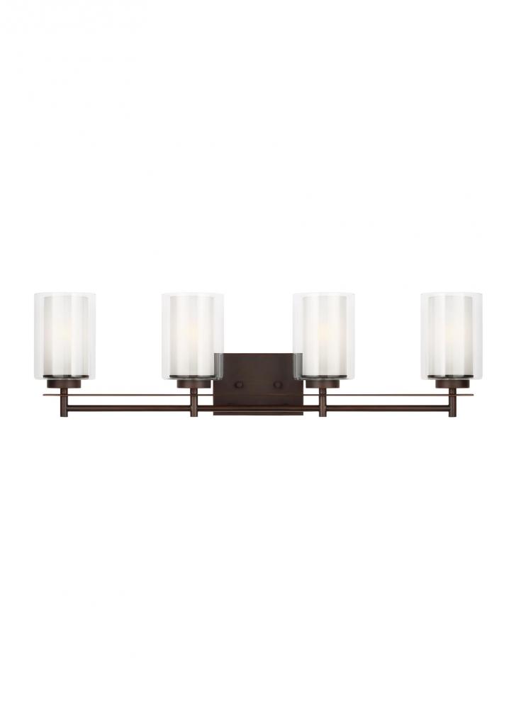 Elmwood Park traditional 4-light indoor dimmable bath vanity wall sconce in bronze finish with satin