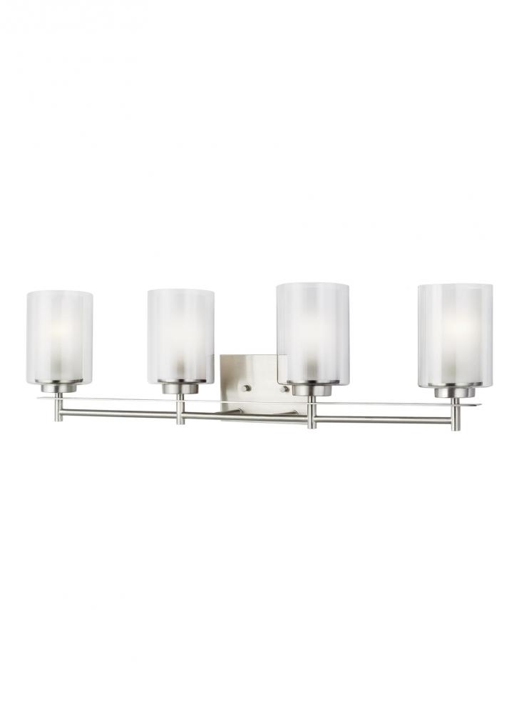 Elmwood Park traditional 4-light indoor dimmable bath vanity wall sconce in brushed nickel silver fi