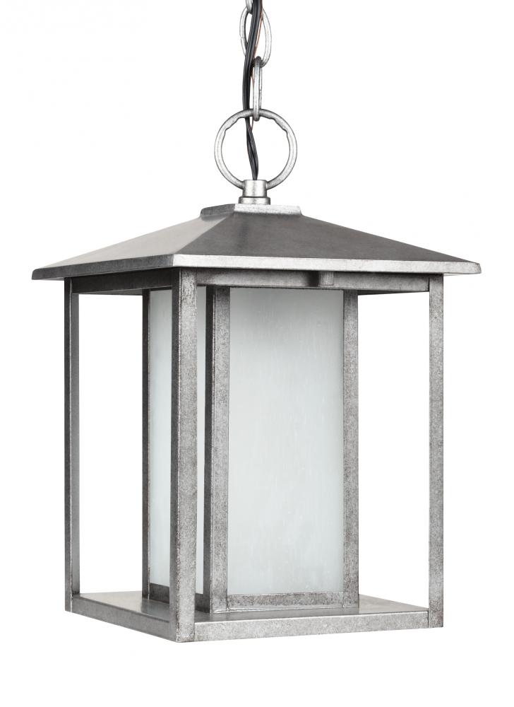 Hunnington contemporary 1-light outdoor exterior pendant in weathered pewter grey finish with undefi