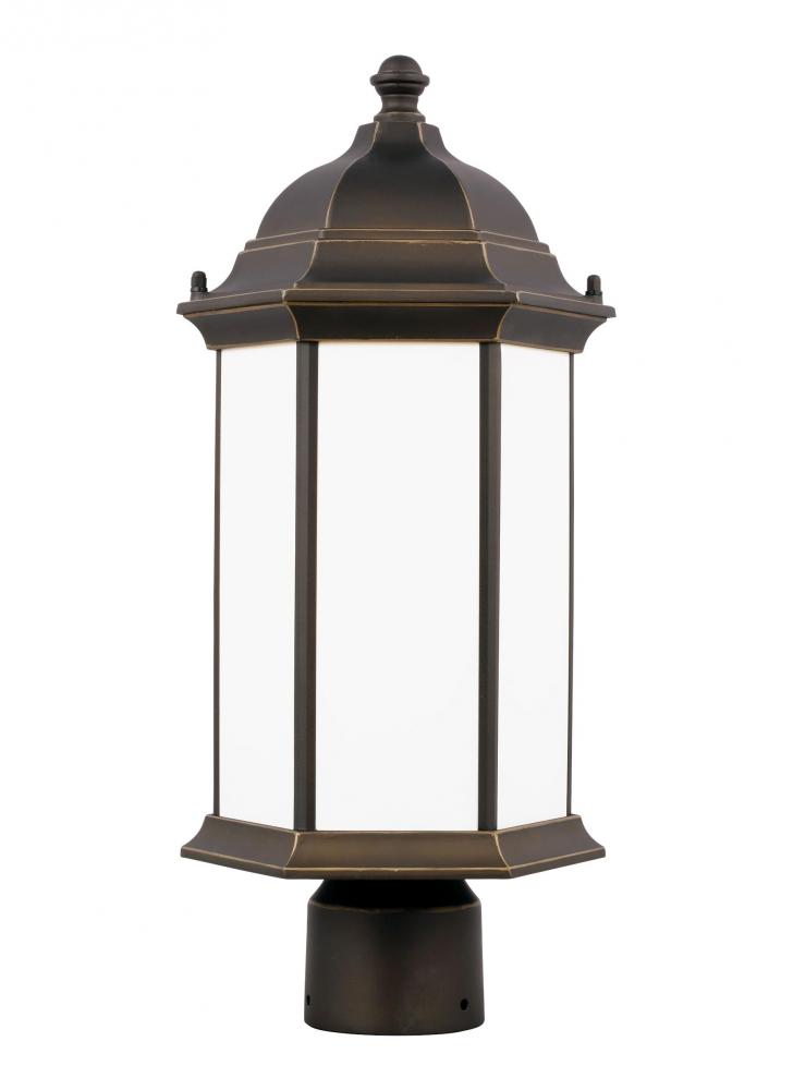 Sevier traditional 1-light outdoor exterior medium post lantern in antique bronze finish with satin