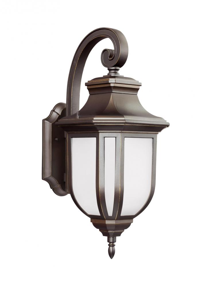 Childress traditional 1-light LED outdoor exterior large wall lantern sconce in antique bronze finis