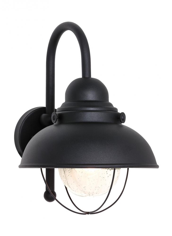 Sebring transitional 1-light outdoor exterior large wall lantern sconce in  black finish with clear s 8871-12 Valley Supply Co.