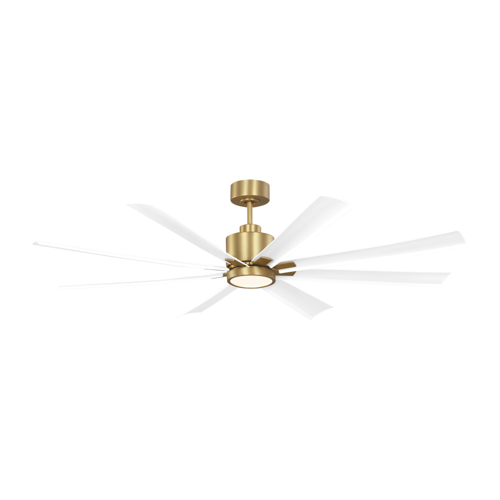 Flera Smart 65 LED Ceiling Fan in Burnished Brass with Matte White Blades