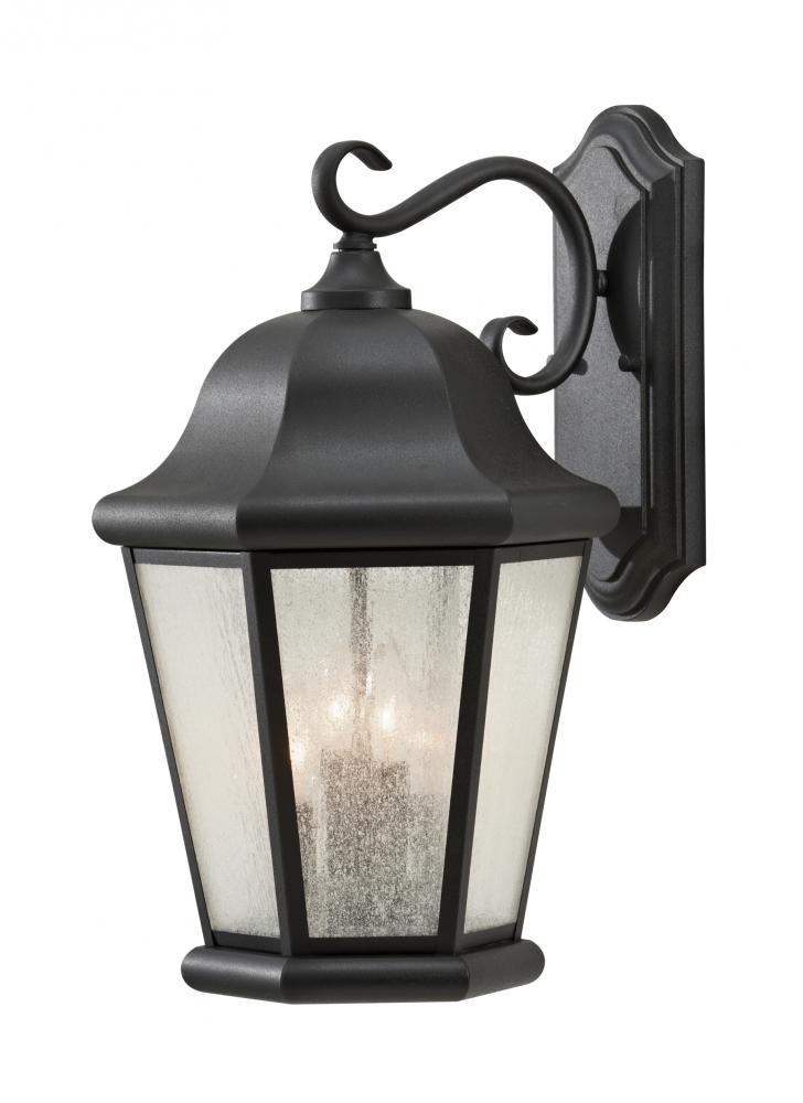 Martinsville traditional 4-light outdoor exterior extra large wall lantern sconce in black finish wi