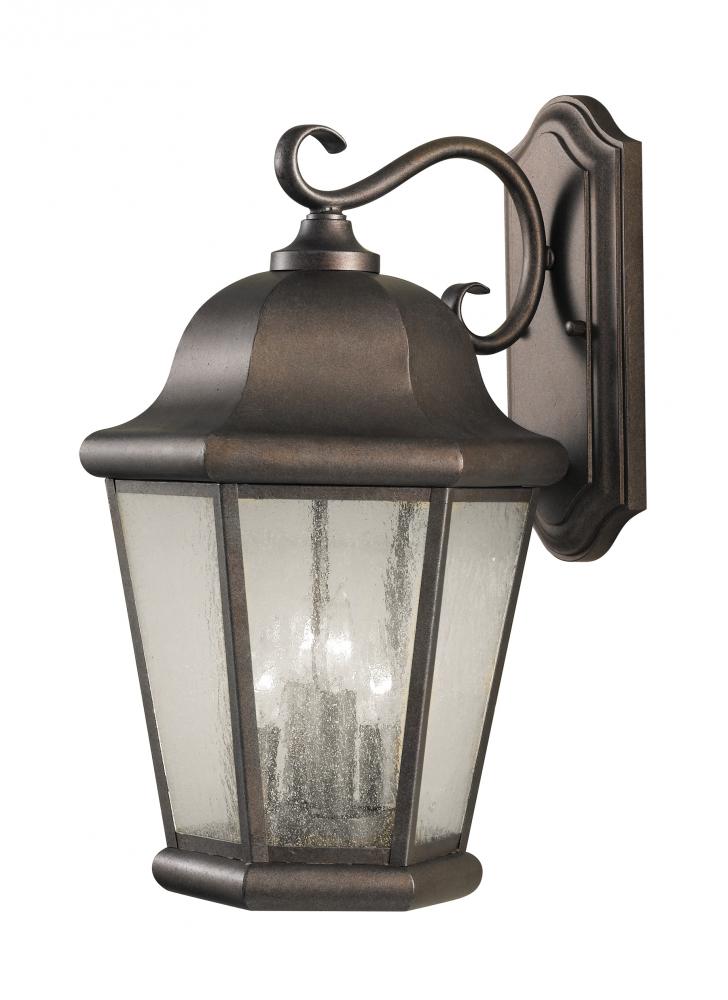 Martinsville traditional 4-light outdoor exterior extra large wall lantern sconce in corinthian bron