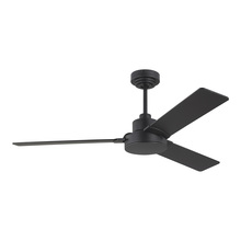 Generation Lighting 3JVR52MBK - Jovie 52" Indoor/Outdoor Midnight Black Ceiling Fan with Wall Control and Manual Reversible Moto
