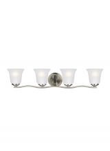 Generation Lighting 4439004EN3-962 - Emmons traditional 4-light LED indoor dimmable bath vanity wall sconce in brushed nickel silver fini