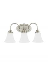 Generation Lighting 44807EN3-962 - Holman traditional 3-light LED indoor dimmable bath vanity wall sconce in brushed nickel silver fini