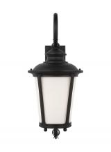 Generation Lighting 88242-12 - Cape May traditional 1-light outdoor exterior large wall lantern sconce in black finish with etched