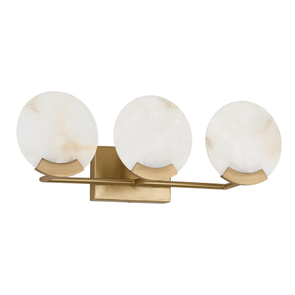 3-Light Vanity in Aged Brass with Natural Alabaster Stone