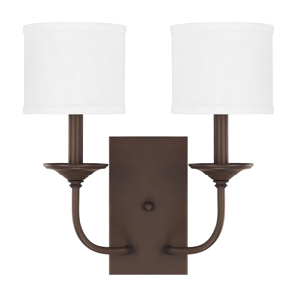 2 Light Sconce w/White Shade