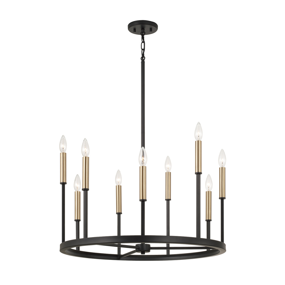 26" W x 24" H 10-Light Ring Chandelier in Matte Espresso with Clear Glass