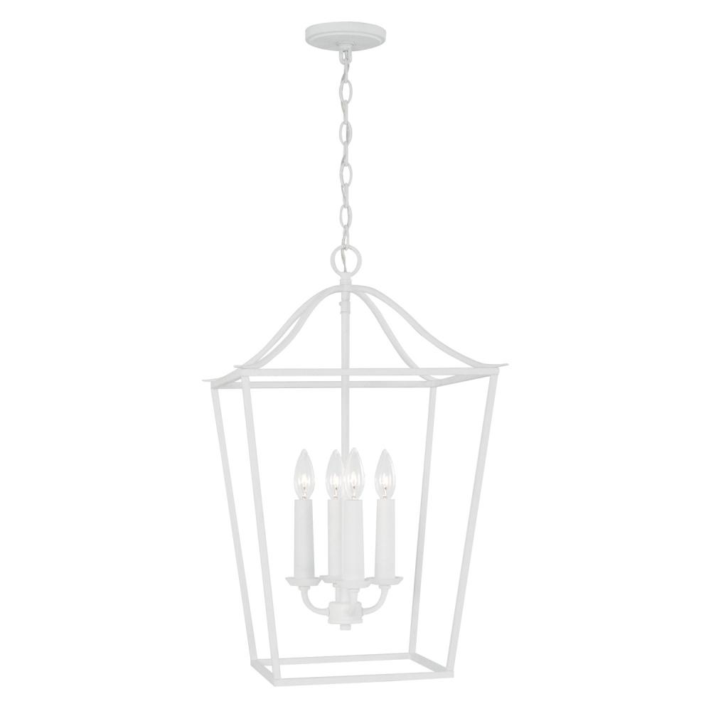 4-Light Foyer Pendant Lantern in Textured White