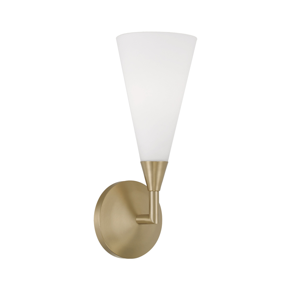 5" W x 13.5" H 1-LT Cone Sconce in Matte Brass with Tapered Soft White Glass and Tapered Bac