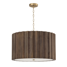 Capital 357641MA - 25.75" W x 15.75" H 4-Light Reversed-Flute Handcrafted Mango Wood Pendant in Nordic Wood