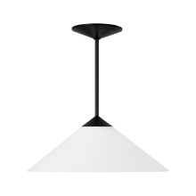 Capital 359111MB - 22" W x 9" H 1-Light Cone Pendant in Matte Black with Soft White Glass and Tapered Canopy