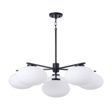 Capital 460561MB - 37" W x 12.25" H 6-Light Chandelier in Matte Black with Soft White Glass Oval Globes