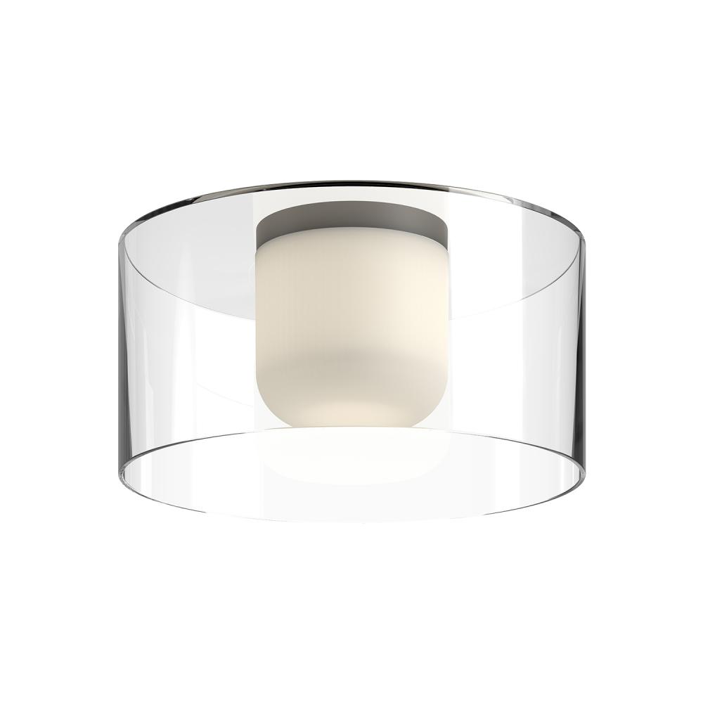 Birch 12-in Black/Clear LED Flush Mount