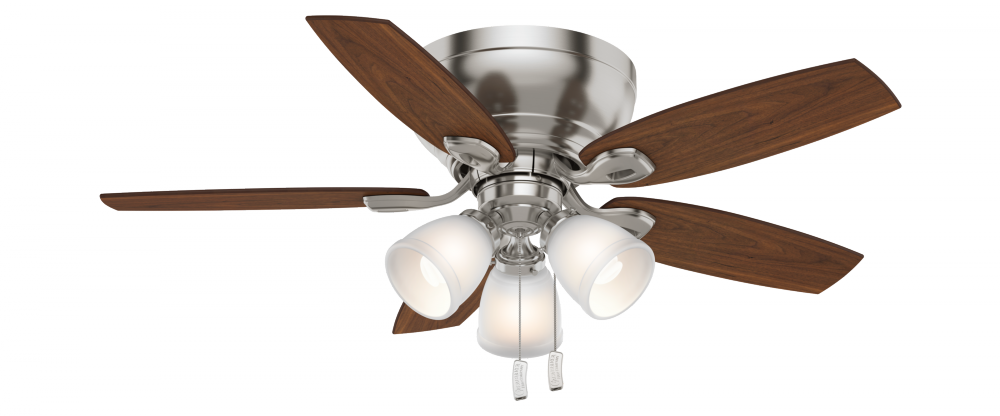 Casablanca 44 inch Durant Brushed Nickel Low Profile Ceiling Fan with Light Kit and Pull Chain