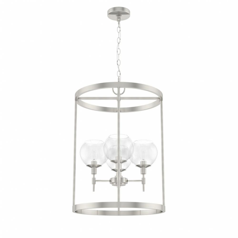 Hunter Xidane Brushed Nickel with Clear Glass 4 Light Pendant Ceiling Light Fixture
