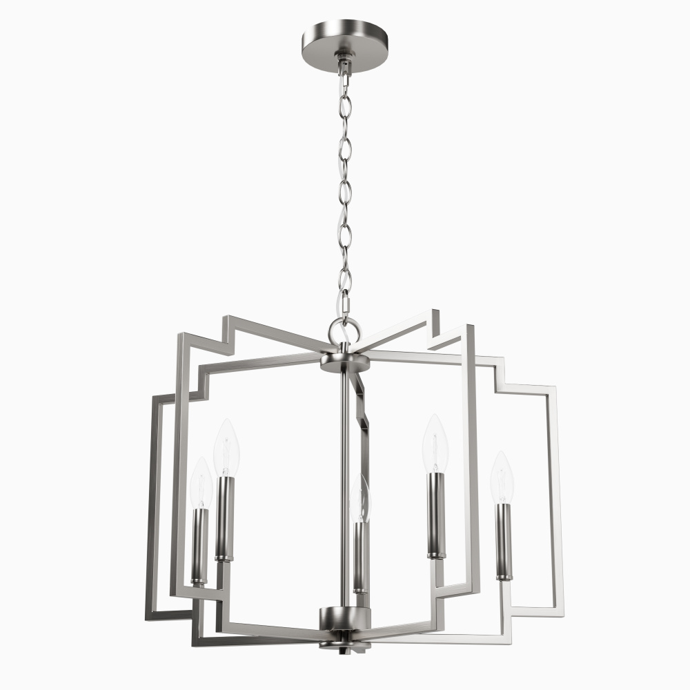 Hunter Zoanne Brushed Nickel 5 Light Medium Chandelier Ceiling Light Fixture