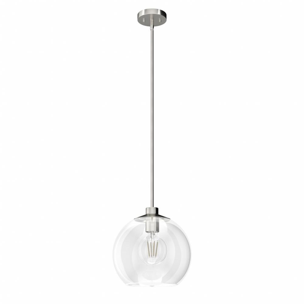 Hunter Xidane Brushed Nickel with Clear Glass 1 Light Pendant Ceiling Light Fixture