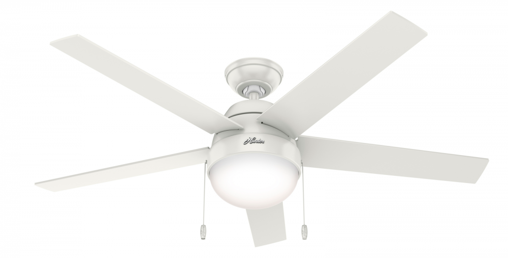 Hunter 52 inch Anslee Fresh White Ceiling Fan with LED Light Kit and Pull Chain