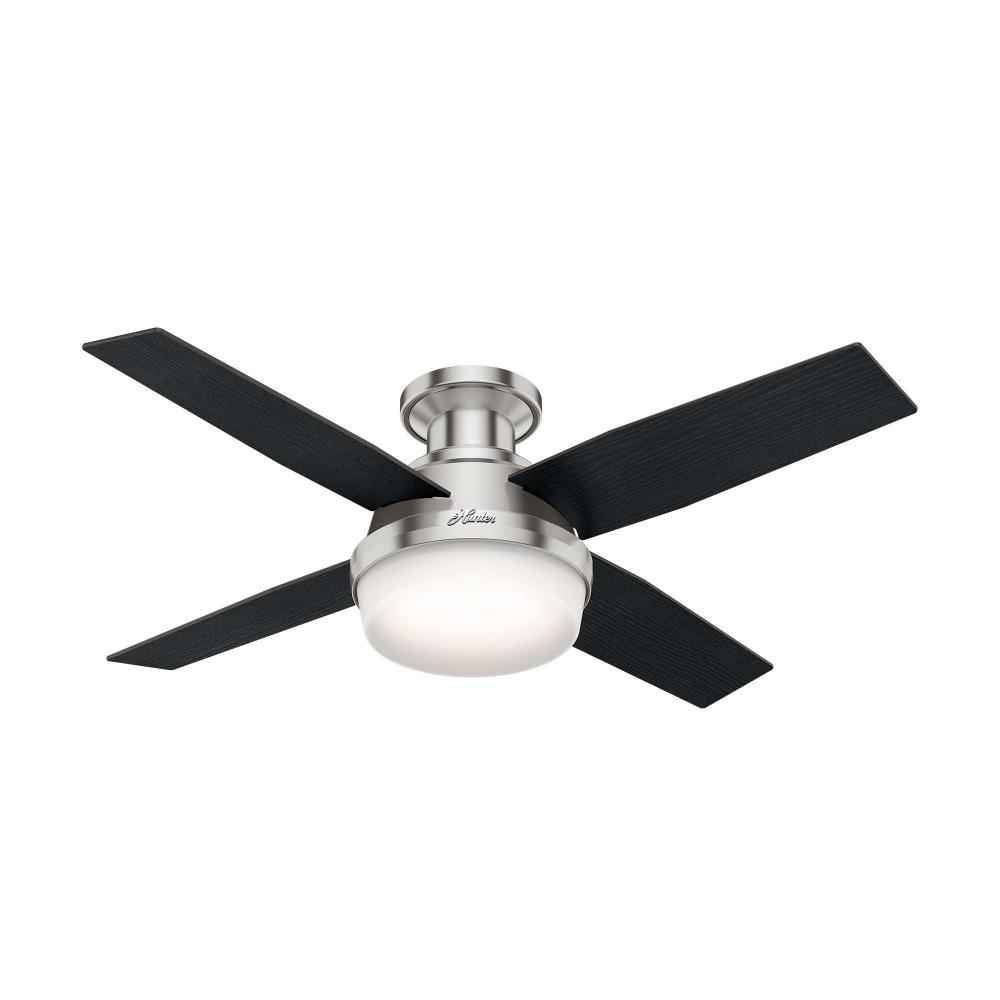 Hunter 44 inch Dempsey Brushed Nickel Low Profile Ceiling Fan with LED Light Kit and Handheld Remote