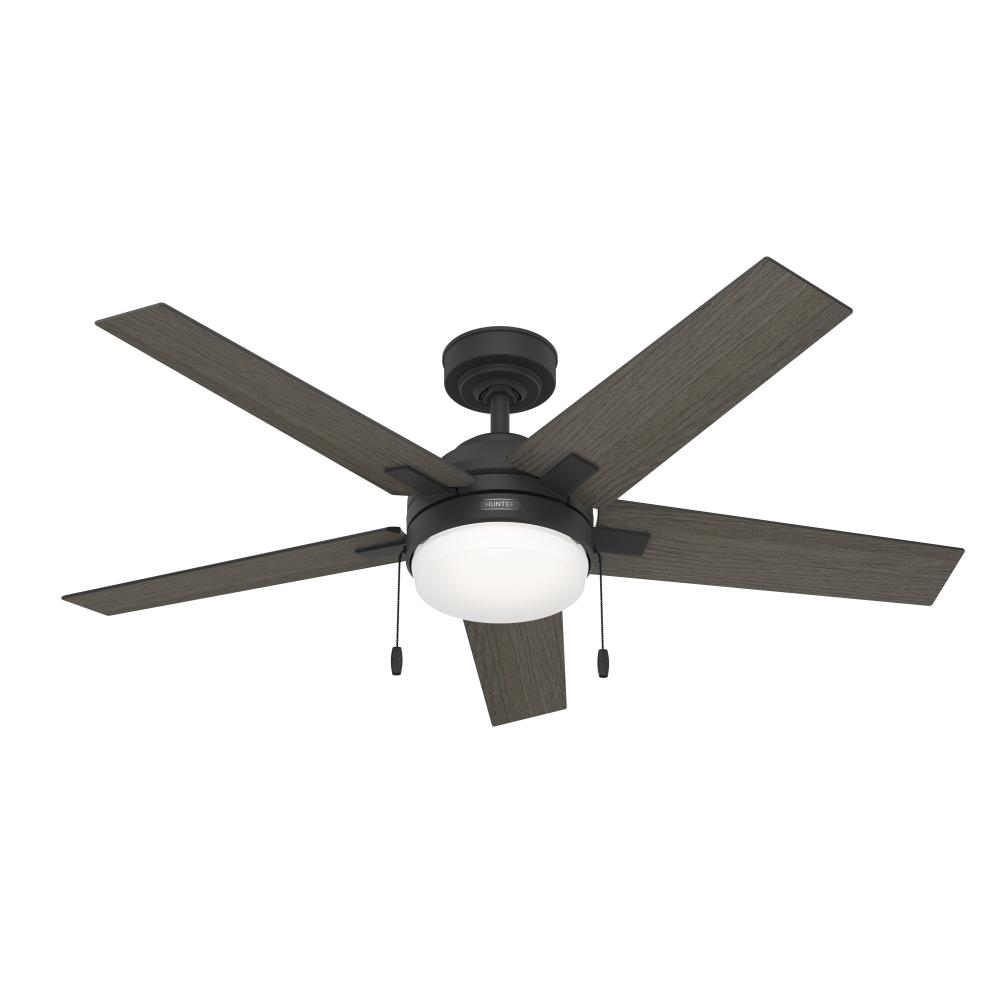 Hunter 52 inch Bartlett Matte Black Ceiling Fan with LED Light Kit and Pull Chain