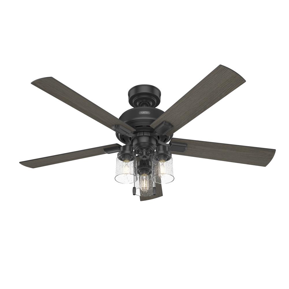 Hunter 52 inch Hartland Matte Black Ceiling Fan with LED Light Kit and Pull Chain