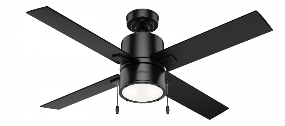 Hunter 52 inch Beck Matte Black Ceiling Fan with LED Light Kit and Pull Chain