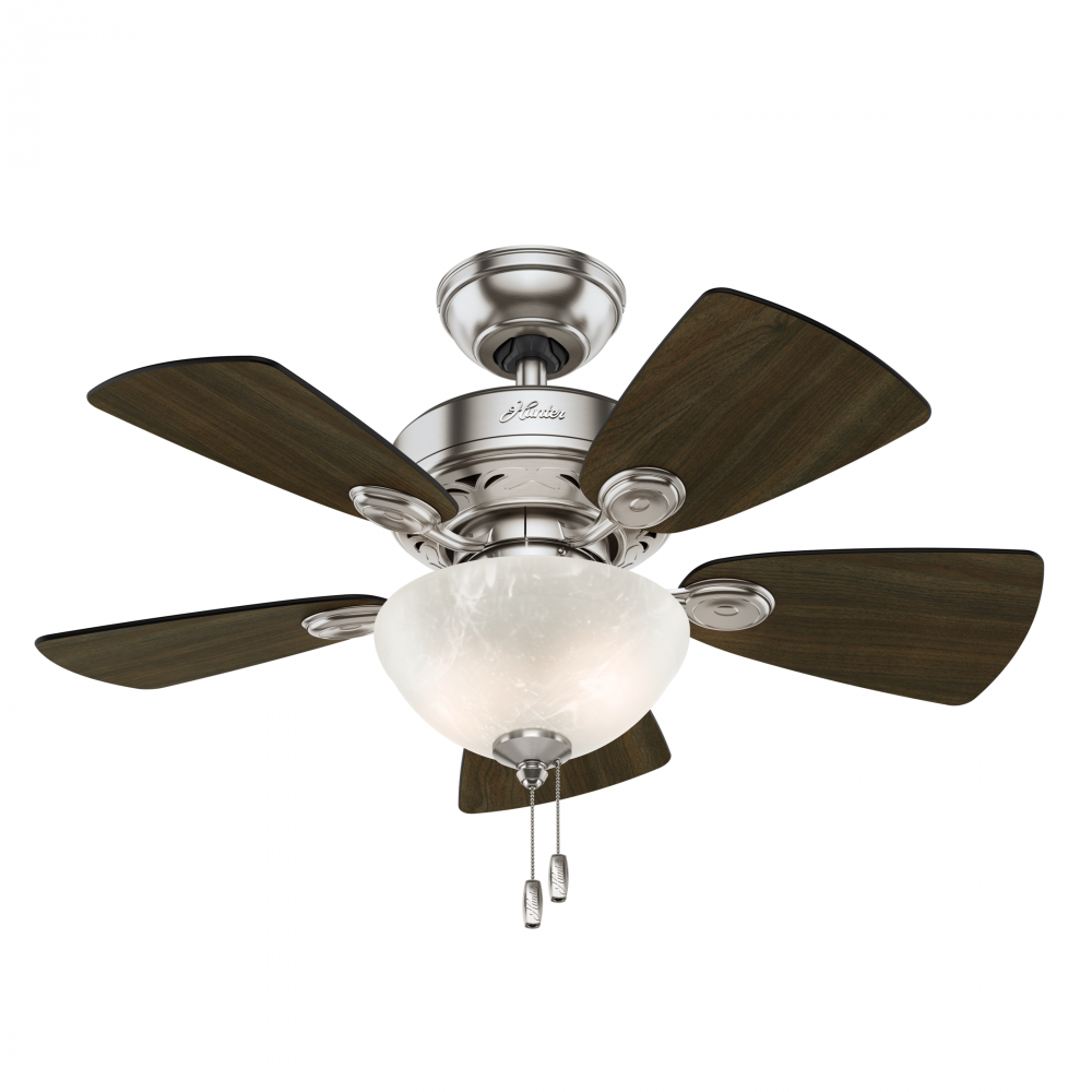 Hunter 34 inch Watson Brushed Nickel Ceiling Fan with LED Light Kit and Pull Chain