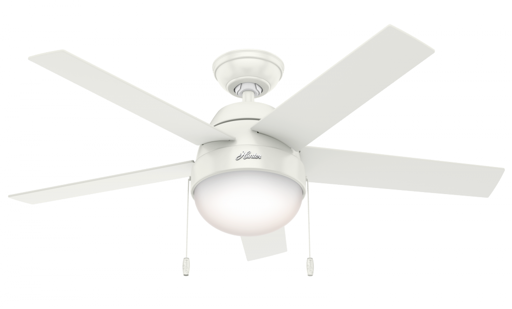 Hunter 46 inch Anslee Fresh White Ceiling Fan with LED Light Kit and Pull Chain